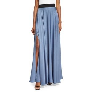Milly Light Blue Long Silk Skirt with Side Slit